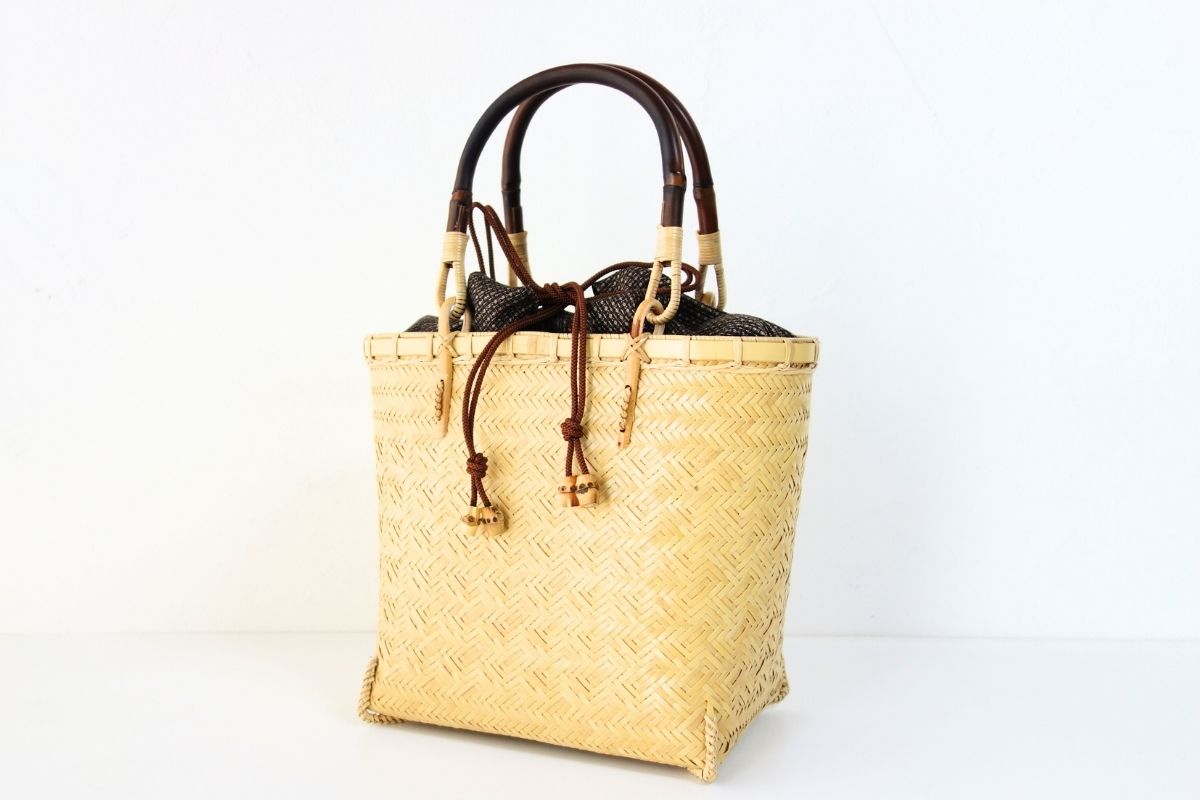 竹の網代ハンドバック